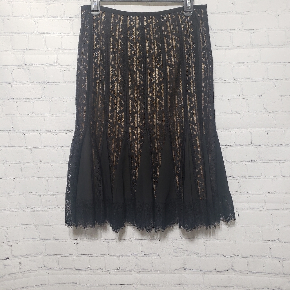 Ann Taylor Loft NWT Sz 6 Black Lace Flare Skirt - Picture 4 of 9